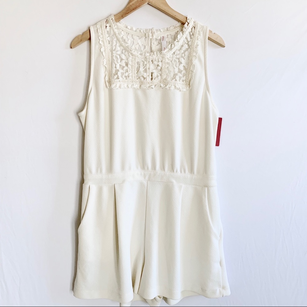 White Lace Romper NWT XL